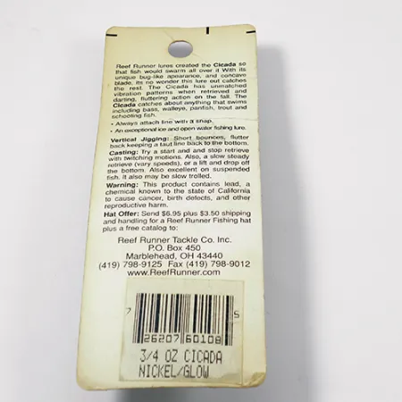 Reef Runner Cicada Zocker, Nickel, 21g, Vertikalköder, #1971