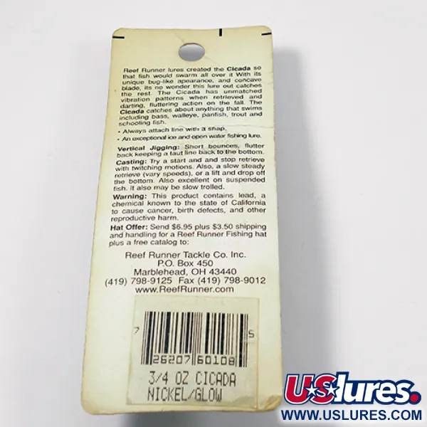Reef Runner Cicada Zocker, Nickel, 21g, Vertikalköder, #1971