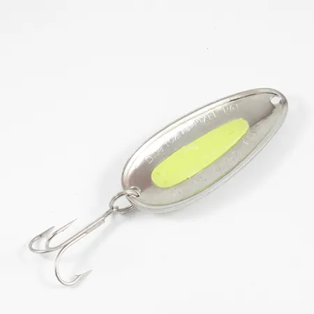 Blue Fox Pixee Blinker, Gehämmerter Nickel / Gelb, 24g, Lachsei, #1986