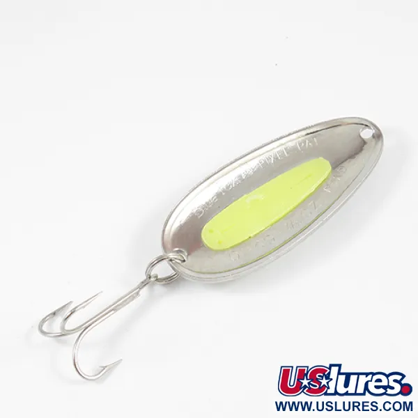 Blue Fox Pixee Blinker, Gehämmerter Nickel / Gelb, 24g, Lachsei, #1986