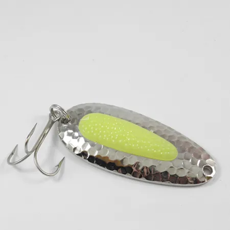 Blue Fox Pixee Blinker, Gehämmerter Nickel / Gelb, 24g, Lachsei, #1986