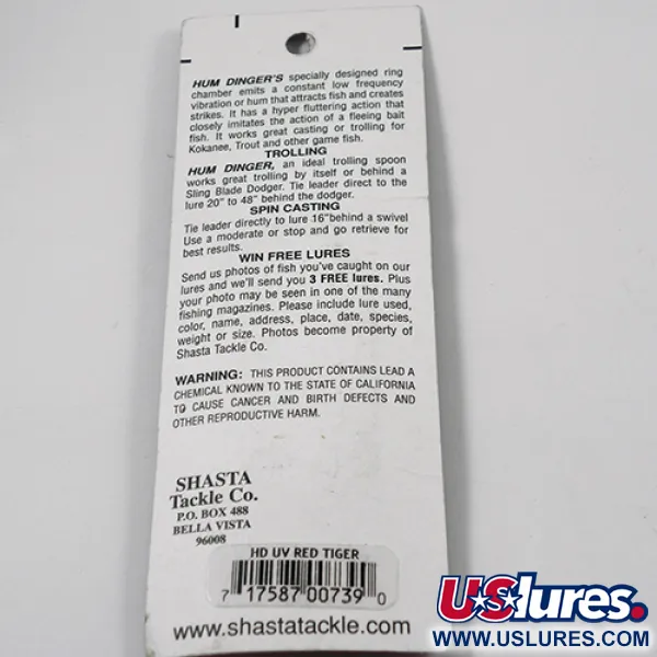 Shasta Humdinger UV Blinker, Red Tiger / Nickel / Rot, 4g, UV, #2050