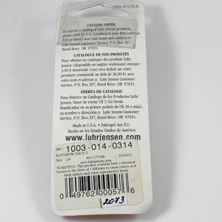 Luhr Jensen Krocodile Die #3 Blinker, Rainbow Trout, 10g, USA, #2073