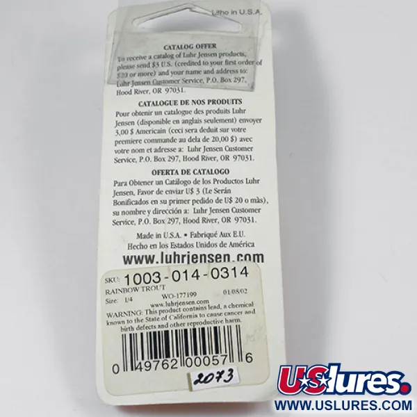 Luhr Jensen Krocodile Die #3 Blinker, Rainbow Trout, 10g, USA, #2073