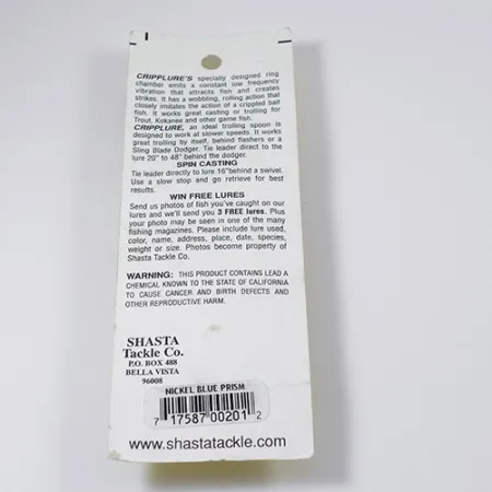 Shasta Cripplure Löffel, Nickel/Blau, 7g, Vibrationskammer, #2103