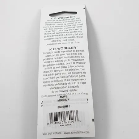 Acme K.O. Wobbler UV Blinker, Nickel/UV-Streifen, 21g, UV-aktiv, #2216