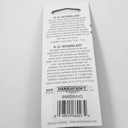 Acme K.O. Wobbler Blinker, Nickel / Grün, 7g, Sonic Flipper Tail, #3025