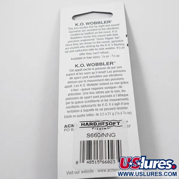 Acme K.O. Wobbler Blinker, Nickel / Grün, 7g, Sonic Flipper Tail, #3025