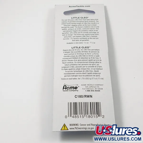 Acme Little Cleo Blinker, Rot / Weiß, 3,5g, buckelförmig, #2218