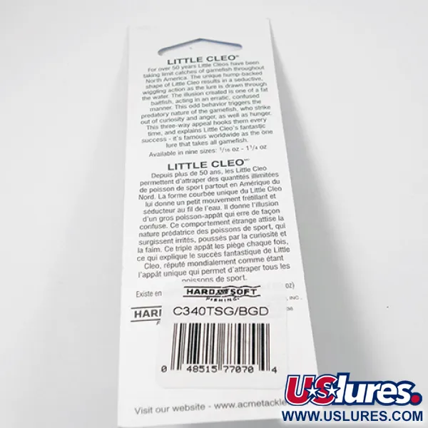 Acme Little Cleo Glow Blinker, Blau-Grün, 21g, UV-aktiv, #C340TSG/BGD