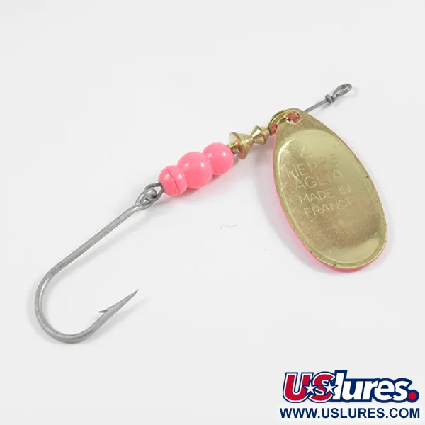 Mepps Aglia Hot 4 Spinner, Pink/Messing, 9g, Einzelhaken, #2349