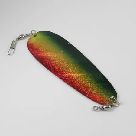 Shasta Tackle Sling Blade Dodger Schlepplöffel, Rot/Grün/Nickel, 14g, #2402