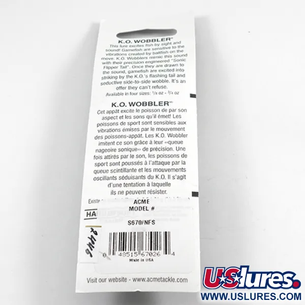 Acme K.O. Wobbler UV Blinker, Nickel/UV-Orange, 14g, UV-aktiv, #2446