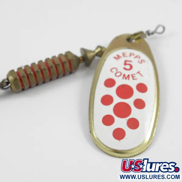 Mepps Comet 5 Dressed Spinner, Weiß/Rot/Messing, 13g, Wechselhaken, #2567
