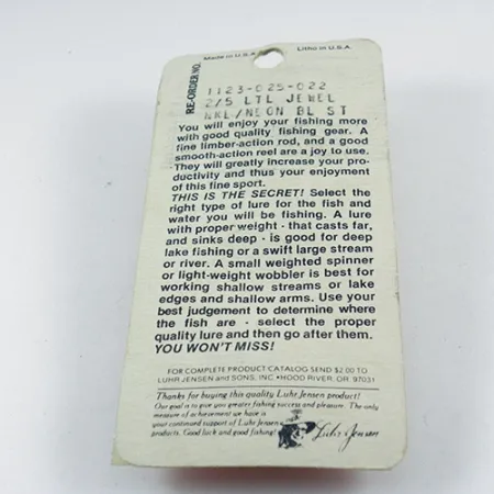 Luhr Jensen Little Jewel Blinker, Nickel/Blau, 14g, Vintage, #2883