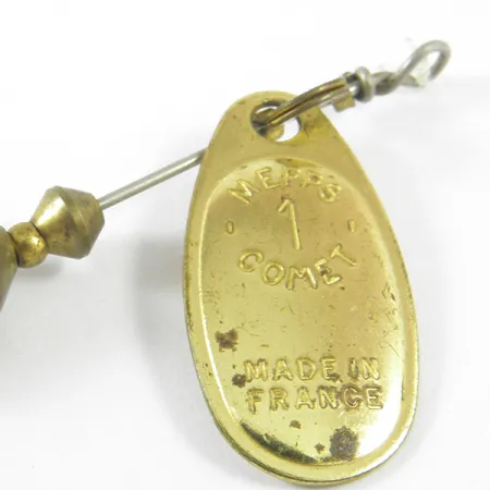 Mepps 1 Comet Mino Spinner, Messing, 4,6g, Gummifisch-Trailer, #3467