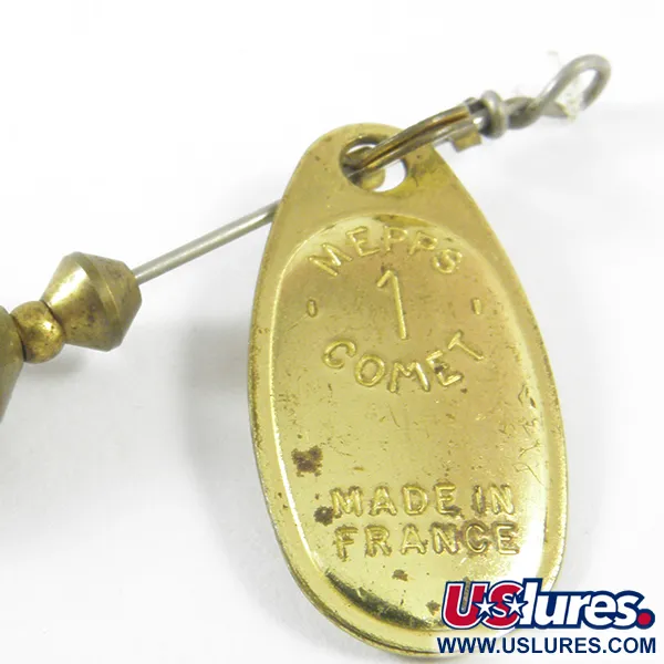 Mepps 1 Comet Mino Spinner, Messing, 4,6g, Gummifisch-Trailer, #3467