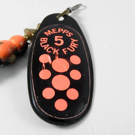 Mepps Black Fury 5 Spinner, Schwarz/Leuchtrot, 14g, Golddrilling, #3576
