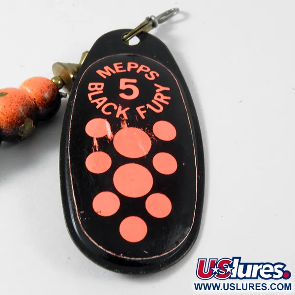 Mepps Black Fury 5 Spinner, Schwarz/Leuchtrot, 14g, Golddrilling, #3576
