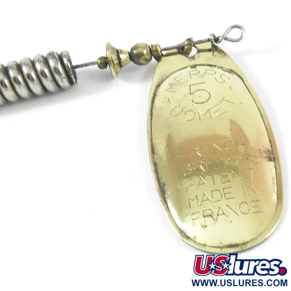 Mepps 5 Comet Mino Spinner, Messing, 18g, Gummifisch-Trailer, #3586