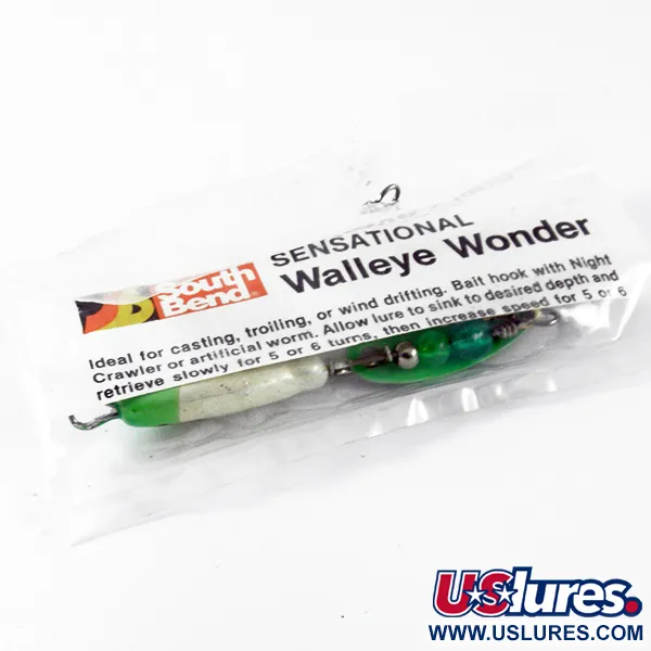 South Bend Walleye Wonder 3 Spinner, Grün-Weiß, 17g, Goldhaken, #3697