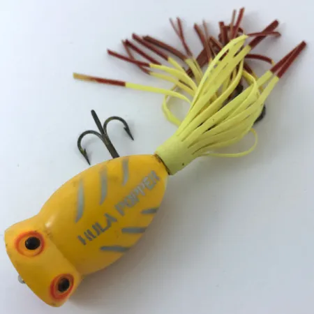Fred Arbogast Hula Popper Oberflächenköder, Yellow, 8g, Retro, #3798