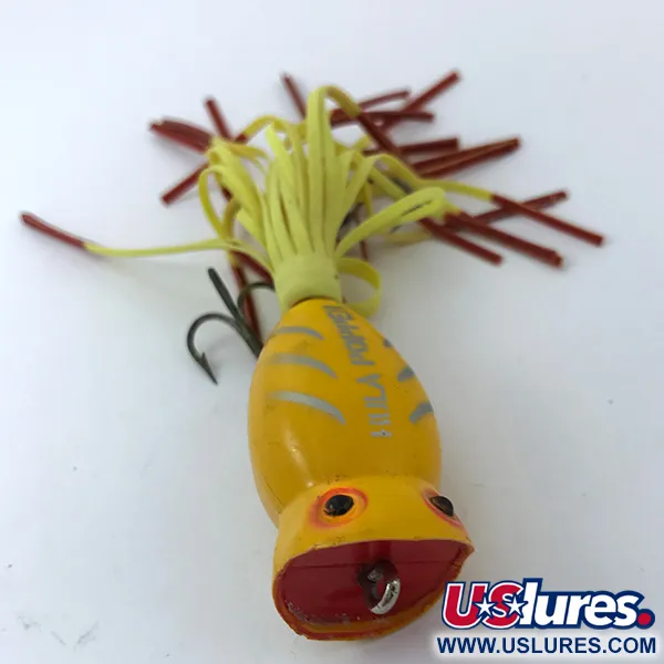 Fred Arbogast Hula Popper Oberflächenköder, Yellow, 8g, Retro, #3798
