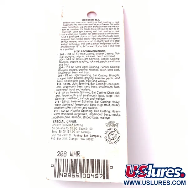 Worden’s Original Rooster Tail Spinner, Silber, 3.54g, Hackle, #3929