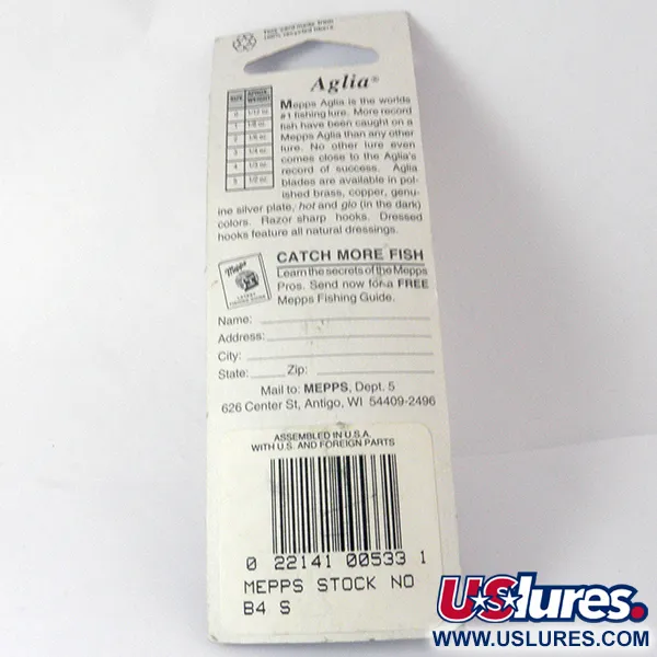 Mepps Aglia 4 Spinner, Silber, 9.4g, Roter Schlauch, #3942