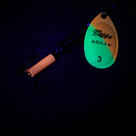 Mepps Aglia 3 UV Spinner, Gelb/Orange/Gold UV, 7g, UV-aktiv, #3983