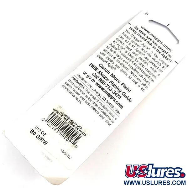 Mepps Aglia 0 Spinner, Rot/Weiß, 2.5g, Gestreiftes Blatt, #4364