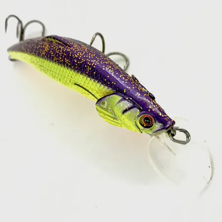 Matzuo Kinchou Minnow Wobbler, Chartreuse / Lila, 9g, Kiemen, #4458