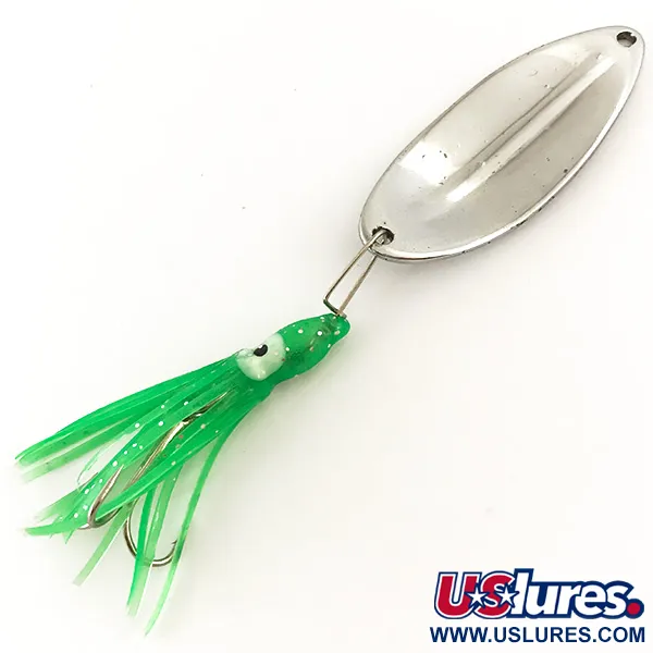 TODDCO Main liner Squid Blinker, Nickel/Grün, 14g, Gummikrake, #4715