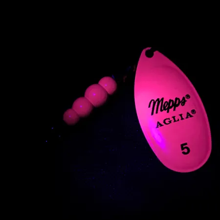 Mepps Aglia 5 Hot Pink UV Spinner, Pink/Messing, 14g, UV-Dekor, #4752
