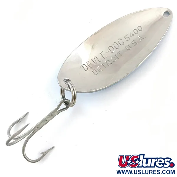 Dardevle Devle Dog 5400 Blinker, White/Blue/Nickel, 14g, Vintage, #5224