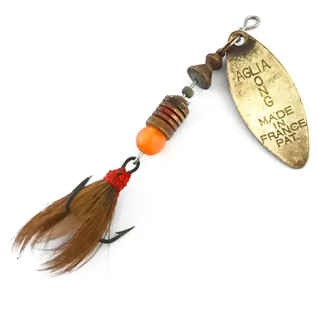 Mepps Aglia Long 1 Dressed Spinner, Messing/Rot, 4.5g, Eichhörnchen, #5377