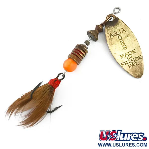 Mepps Aglia Long 1 Dressed Spinner, Messing/Rot, 4.5g, Eichhörnchen, #5377