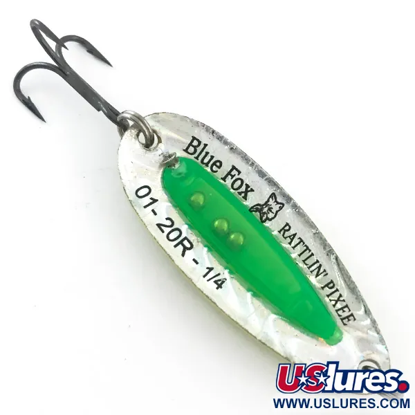 Blue Fox Rattlin Pixee UV Blinker, Golden Herring/Green UV, 7g, #5593