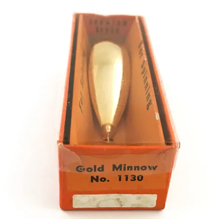 Vintage Johnson Silver Minnow Blinker, Gold, 9g, Krautschutz, #5632