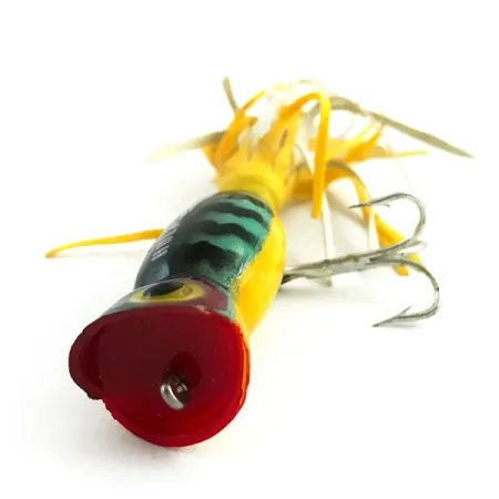Fred Arbogast Hula Popper, Fire Tiger, 3g, Gummiskirt, #5867