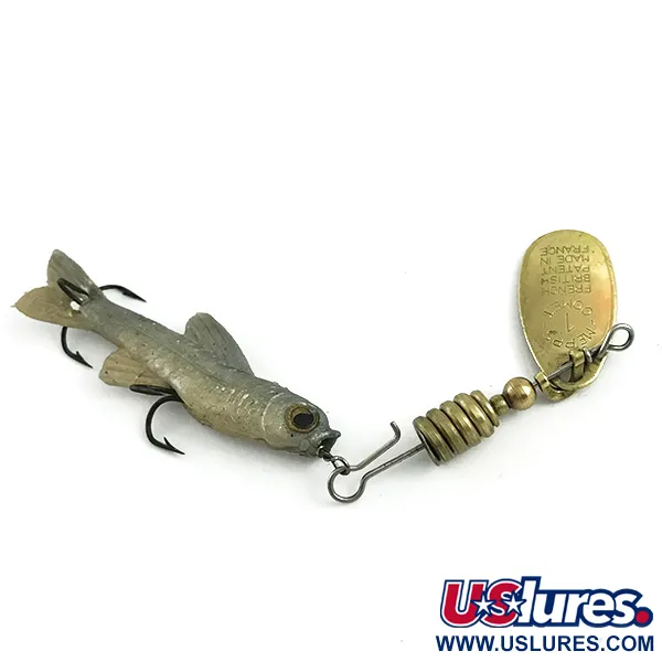 Vintage Mepps Comet Mino 2 (1960s) Spinner, Gold, 6g, Gummifisch, #5898