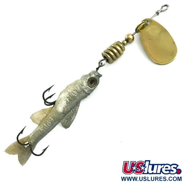 Vintage Mepps Comet Mino 2 (1960s) Spinner, Gold, 6g, Gummifisch, #5898