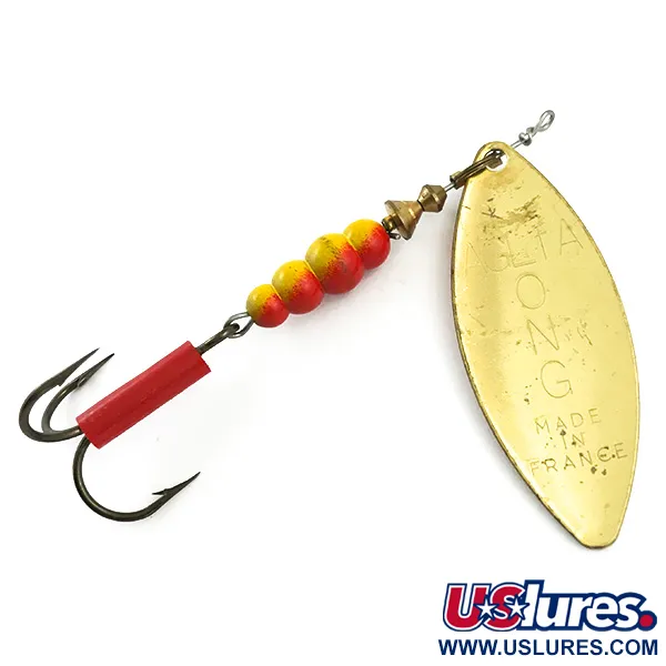 Mepps Aglia Long 2 Spinner, Gold / Orange, 7.4g, Weidenblatt, #6025