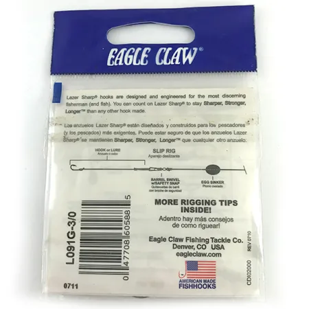 Eagle Claw #3/0 Jig Hooks, Schwarz, Gr. 3/0, Offset-Schenkel, #6160