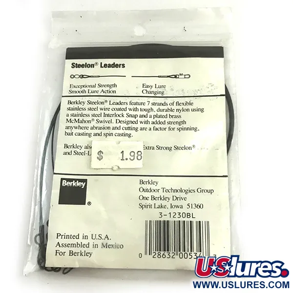 Berkley Steelon Leaders Stahlvorfach, Schwarz, 13.6kg, 30cm, #6198