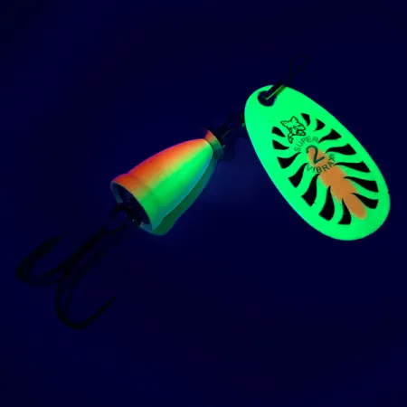 Blue Fox Super Vibrax 2 UV Spinner, Fluo Gelb, 6g, UV-aktiv, #6339