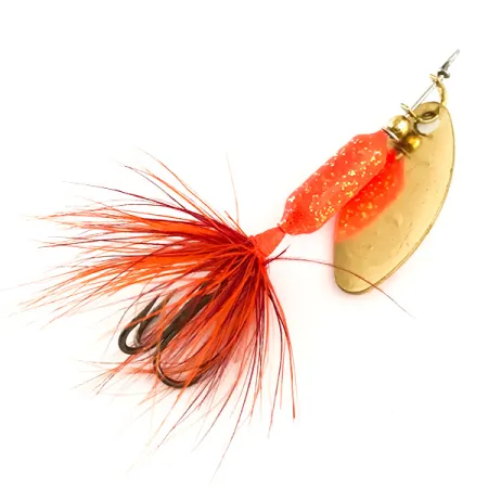 Yakima Bait Worden’s Original Rooster Tail UV Spinner, Gold/Orange UV Glow, 1.77g, UV-aktiv, #6407