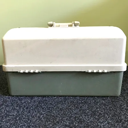 Plano 8600 Vintage Angelkoffer, Weiß/Grau, 6 Etagen, #6574