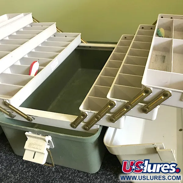 Plano 8600 Vintage Angelkoffer, Weiß/Grau, 6 Etagen, #6574