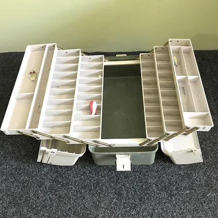 Plano 8600 Vintage Angelkoffer, Weiß/Grau, 6 Etagen, #6574